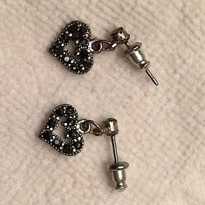 Vintage heart shaped dangle pierced earrings